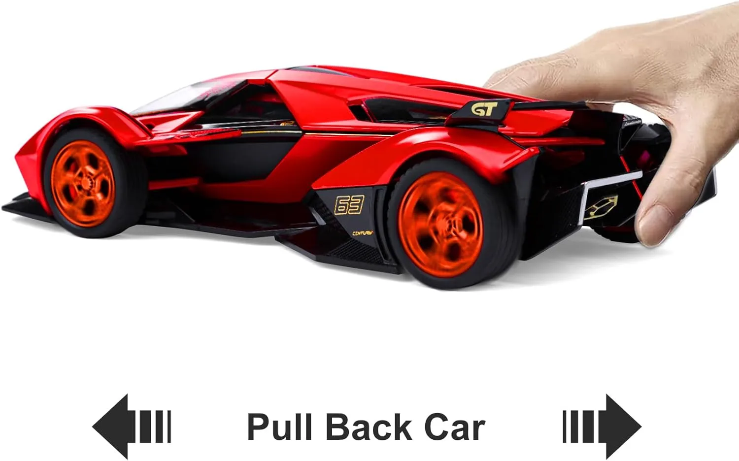 SASBSC Toy Cars Lambo V12 Race Car Toys with Light and Sound Diecast Metal Model Cars for 3  Year Old Boys Pull Back Car Gift Toys for Kids Ages 3-8(Red)
