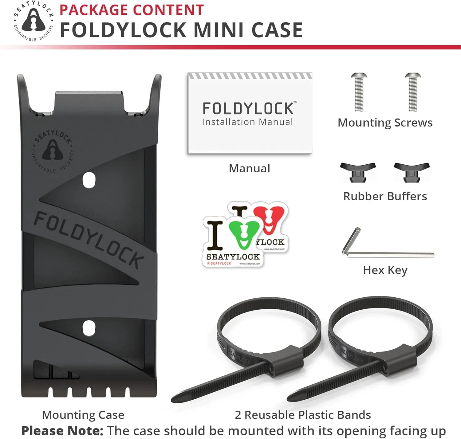 Seatylock FoldyLock Mini Bike Lock Mount Carrying Case - Ultra Lightweight Mounting Bracket Case for FoldyLock Mini Folding Bike Lock - Portable Secure Bicycle Attachment Accessory