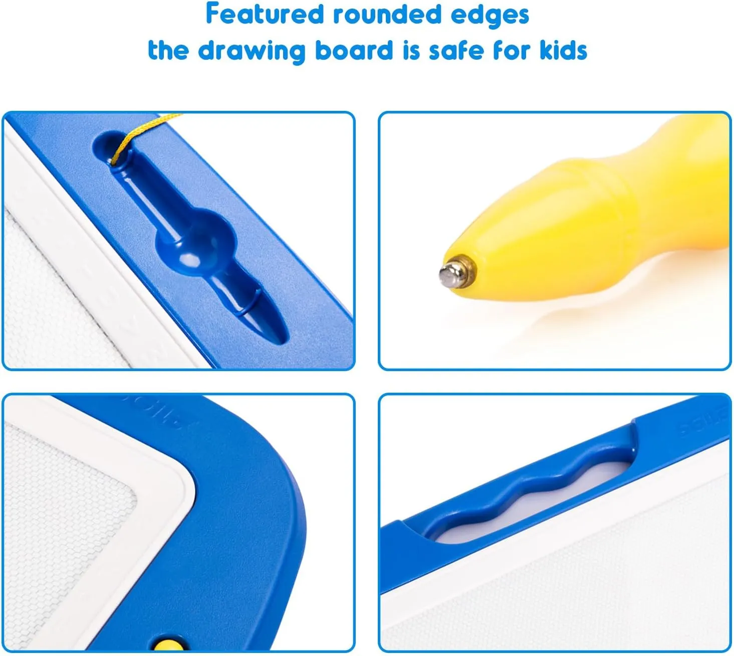 SGILE Large Magnetic Drawing Board - 4 Colors 16×13in Writing Painting Doodle Pad with 4 Stamps for Toddlers, Learning Educational Toy Etch Sketch Gift for 36  Month Kids Girls Boys, Blue