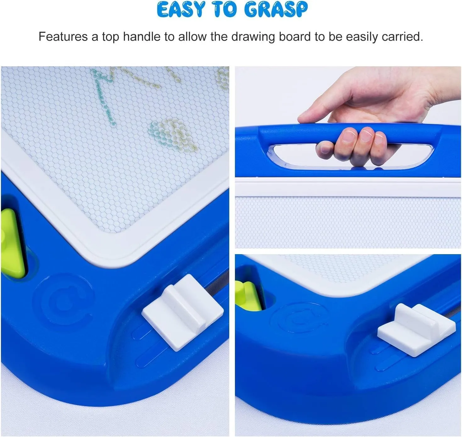 SGILE Large Magnetic Drawing Board - 4 Colors 16×13in Writing Painting Doodle Pad with 4 Stamps for Toddlers, Learning Educational Toy Etch Sketch Gift for 36  Month Kids Girls Boys, Blue