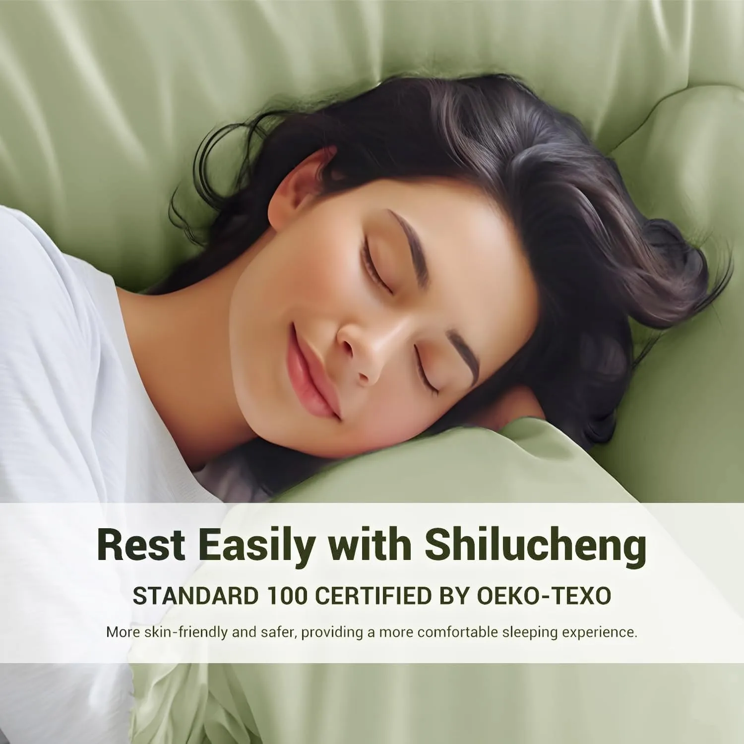 Shilucheng 4 Piece Queen Sheet Sets, Cooling Sheets, Blend Rayon Derived from Bamboo, Deep Pocket Up to 16", Breathable & Soft Bed Sheets, Hotel Silky Bedding Set, Sage Green
