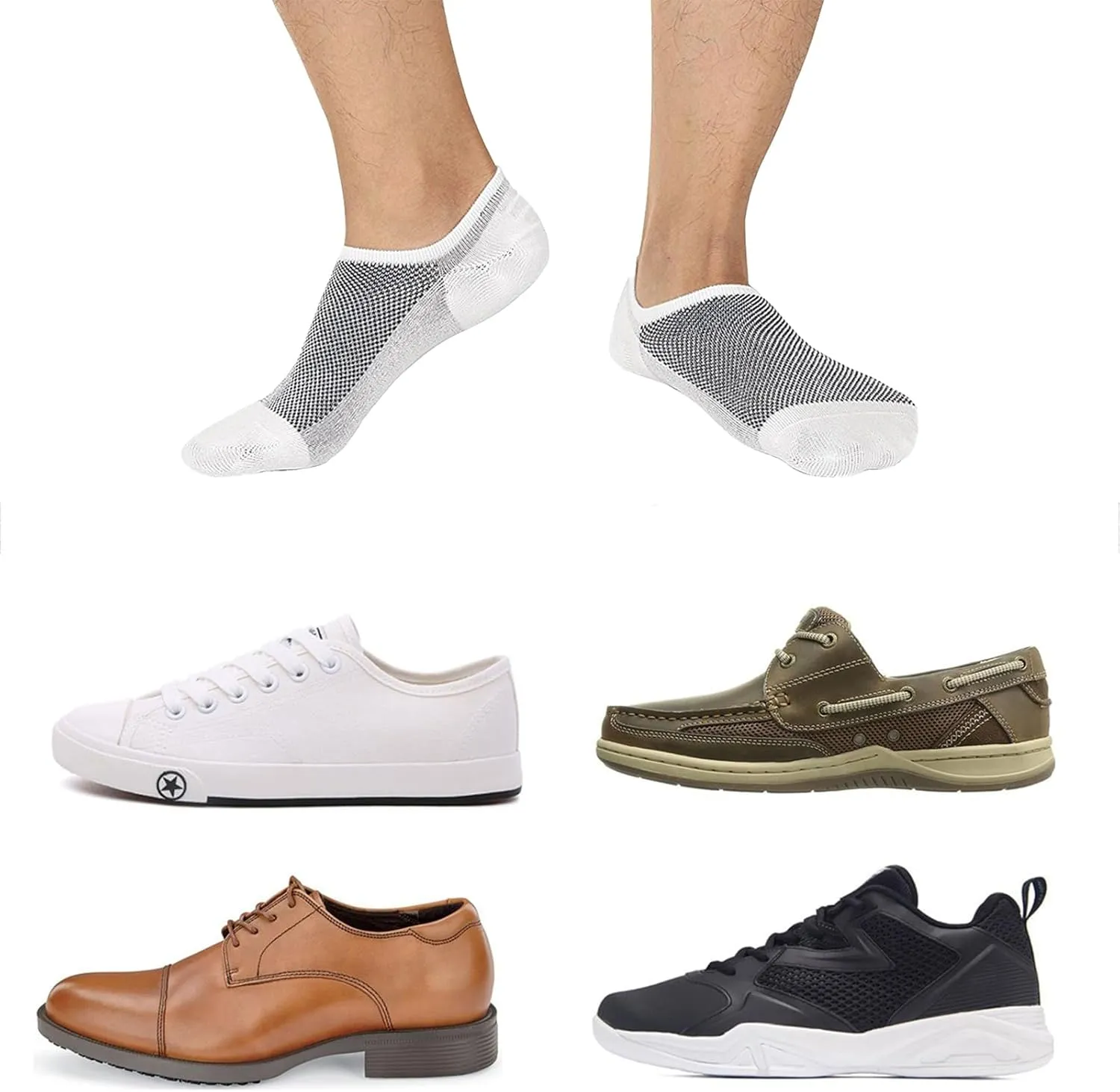 SIXDAYSOX No Show Socks for Men 6/8 pack Cotton Thin Low Cut Non Slip for Loafer Flats Sneakers 5-8/9-11/12-15