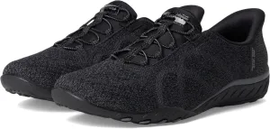 Skechers Modern Comfort Women's Women's Breathe Easy-Knitty Waves Hands Free Slip-Ins Sneaker, Black, 6.5