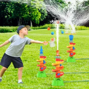 Sprinkler for Kids, Fingarden 3-in-1 Water Toys for Kids Outdoor Play, 360° Rotating Sprinkler & Catch Ball Game & Rolling Ball, Outdoor Toys for Boys Girls Age 3 
