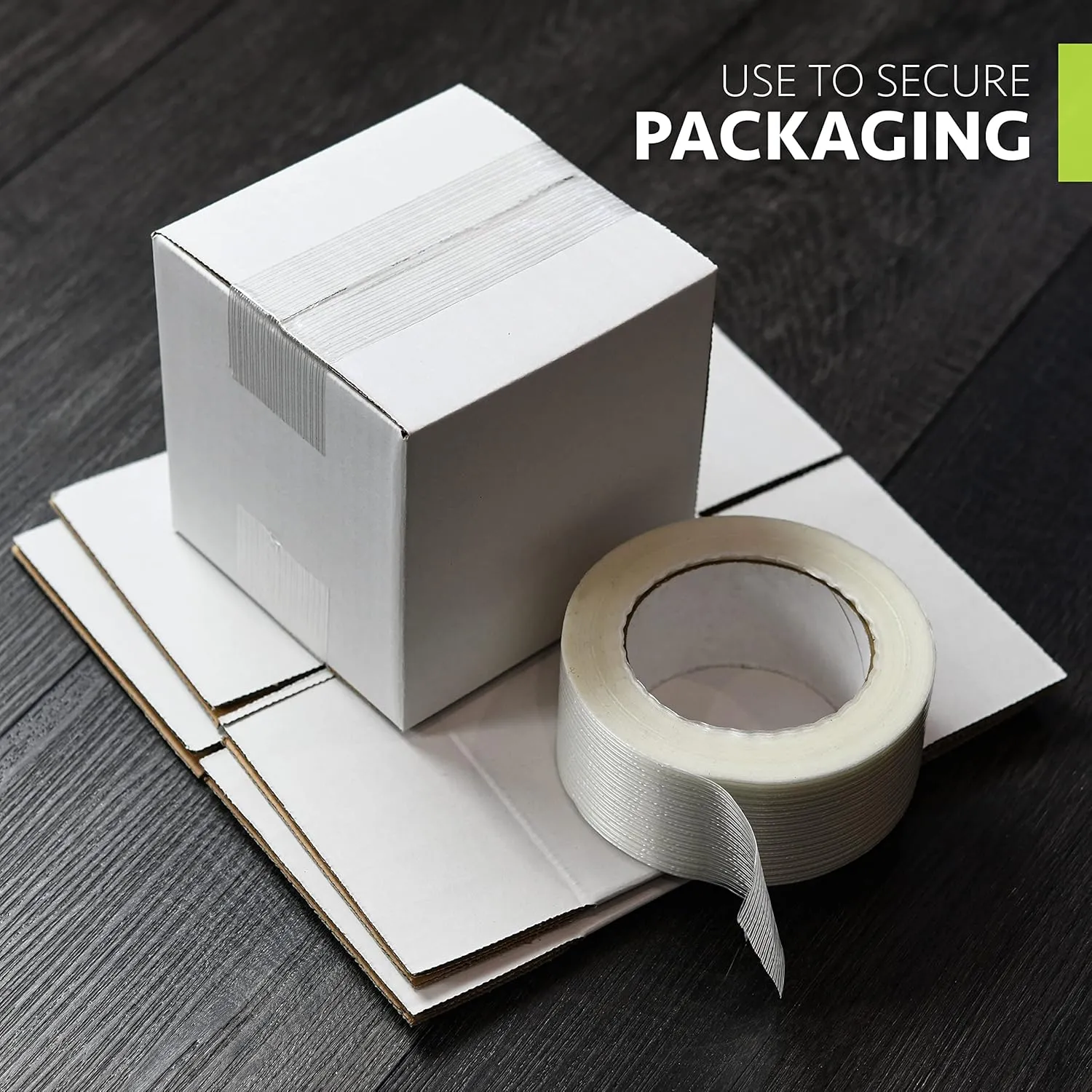 Strapping Tape 2 inch x 60 yds, (12 Pack) Fiberglass Tape Super Strong Reinforced Tear Resistant Clear Strapping Tape Holds up to 120 LB.
