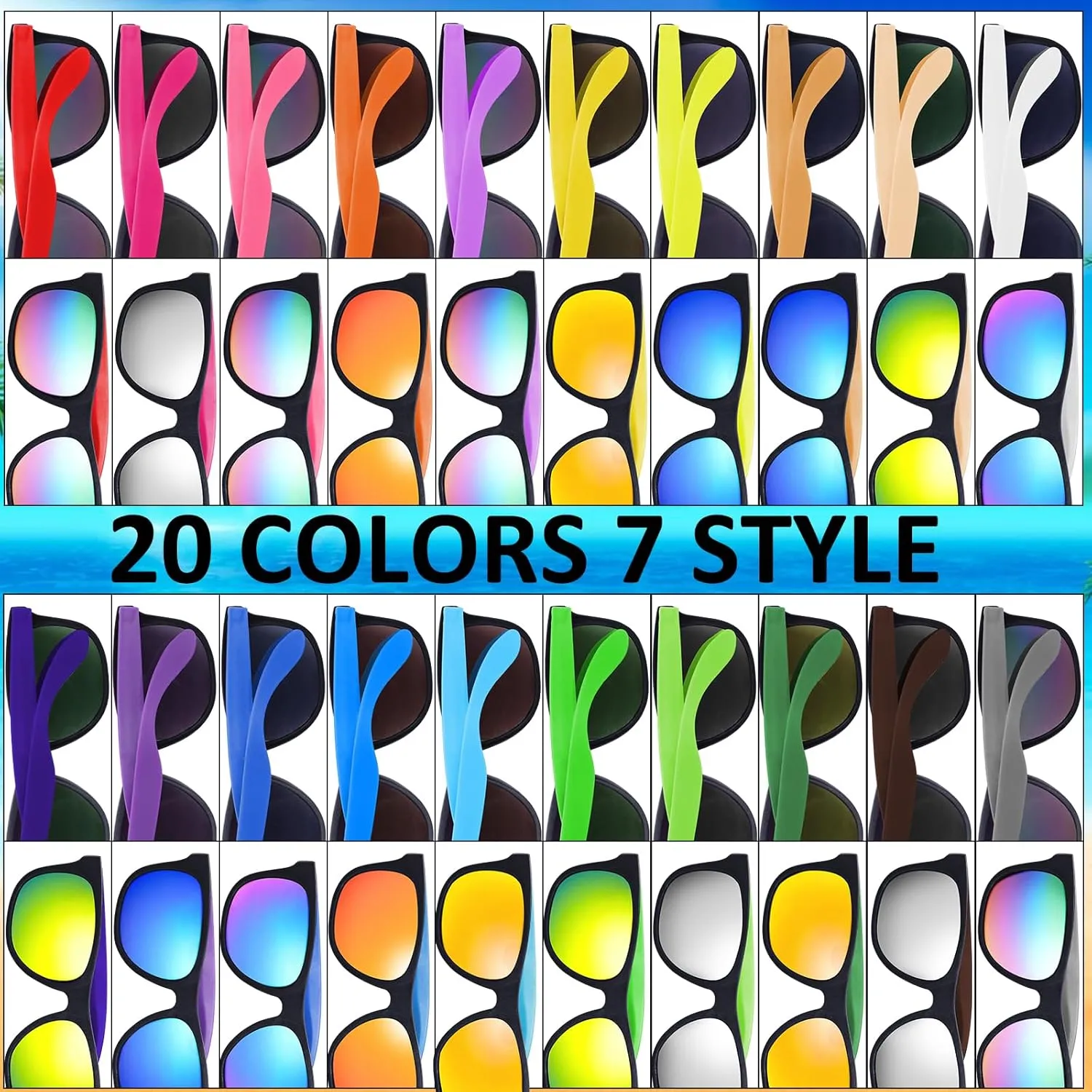 Sunglasses Party Favors Bulk,Neon Sunglasses with UV Protection for Adults Kids Boys Girls Summer Pool Beach