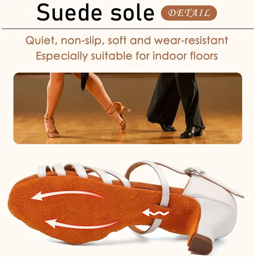 SWDZM Women's Ballroom Dance Shoes Satin Latin Salsa Professional Practice Dancing Shoes