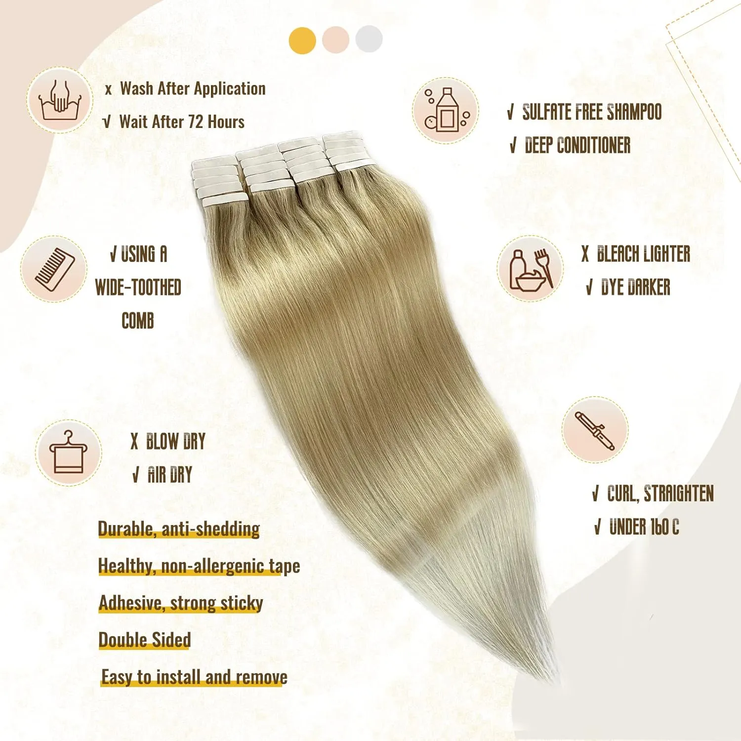 Tape in Hair Extensions Human Hair 14 Inch Balayage Light Platinum blonde Hair Extensions Tape in Ombre Silky Straight Real Human Hair Extensions Brown Rooted Glue in Extensions 50g/20pcs