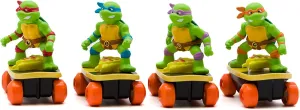 Teenage Mutant Ninja Turtles Switch Kick Skaters Pack of 4 - Gyro Self-Stabilizing Rip-Cord Powered Skateboard Toy – Gift, Stock Stuffer for Ages 3 