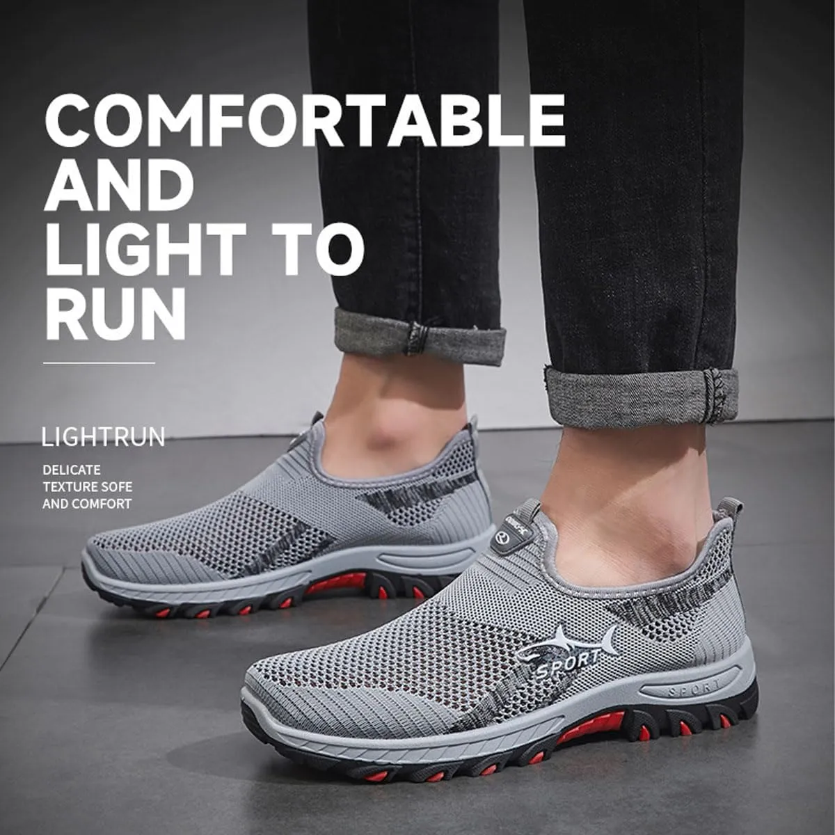 The Jarv Cooling Comfort Sneaker, Breathable Mesh Walking Shoes with Soft Bottom, Lightweight Anti-Slip Comfort Slip-On Shoes