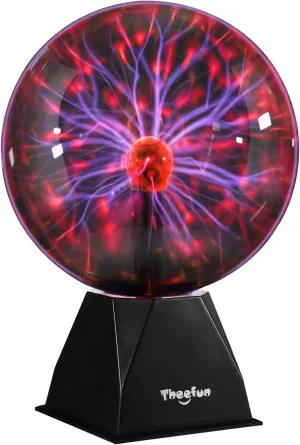 Theefun Plasma Ball: 8 Inch Plasma Globe Touch & Sound Sensitive Ball Lamp Electric Lightning Novelty Light for Parties, Home, Prop, Room Decoration, Christmas Gifts