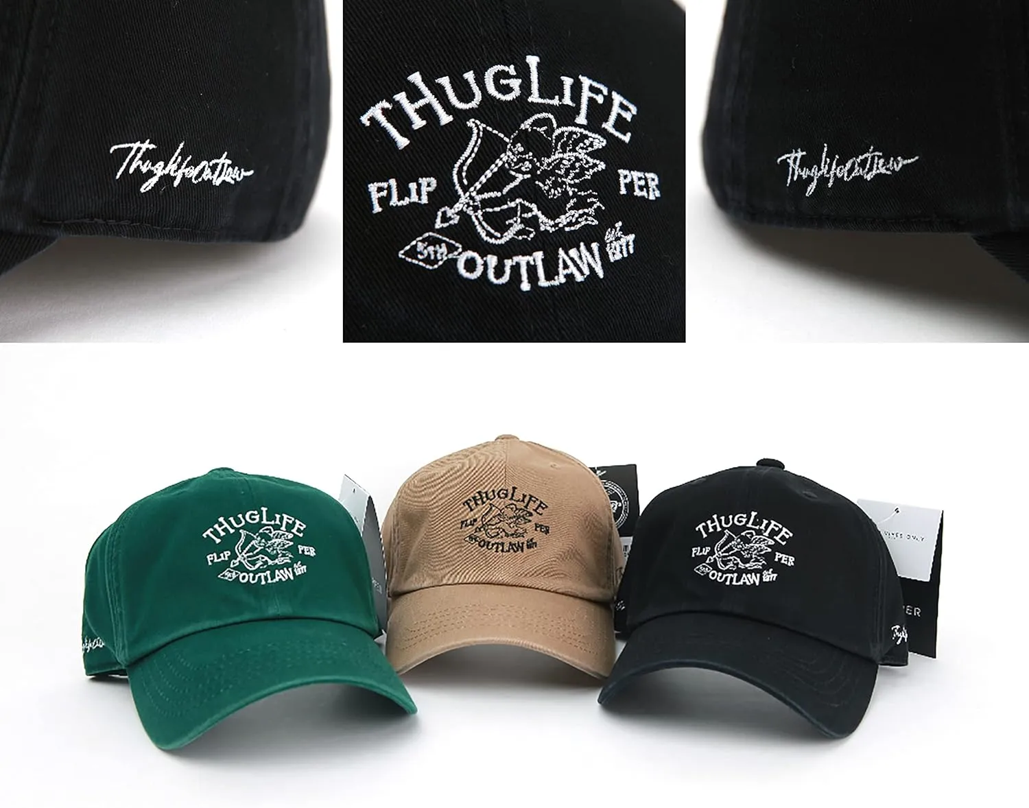 Thuglife Cupid Embroidered Logo Cotton 6 Panel Baseball Cap Curved Bill Ballcap dad hat