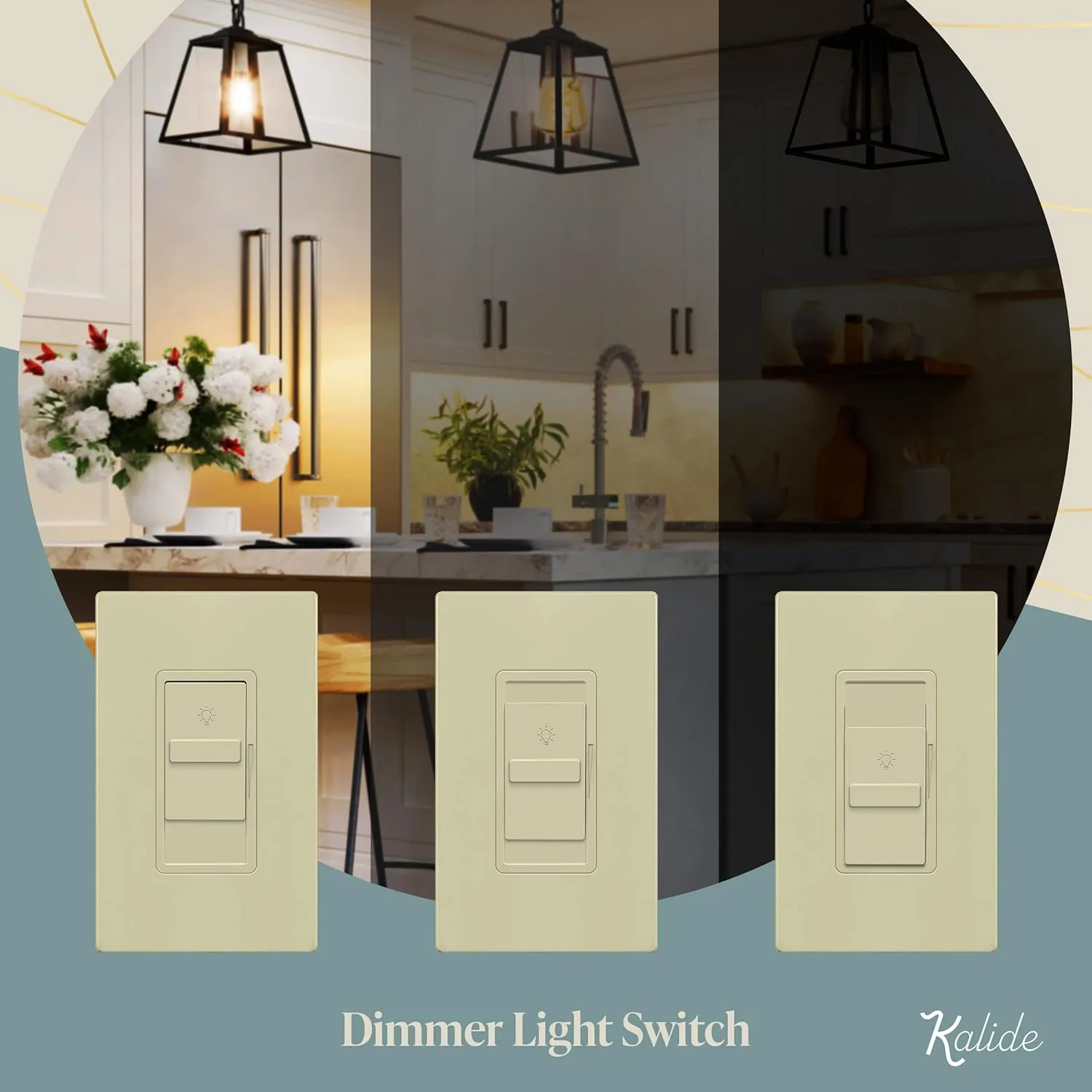 TOPGREENER Digital Dimmer Light Switch for 200W Dimmable LED/CFL Lights, Single Pole Led Slide Dimmer Switch, Neutral Wire Not Required, UL Listed, TGDS1-I, Ivory,1 Pack