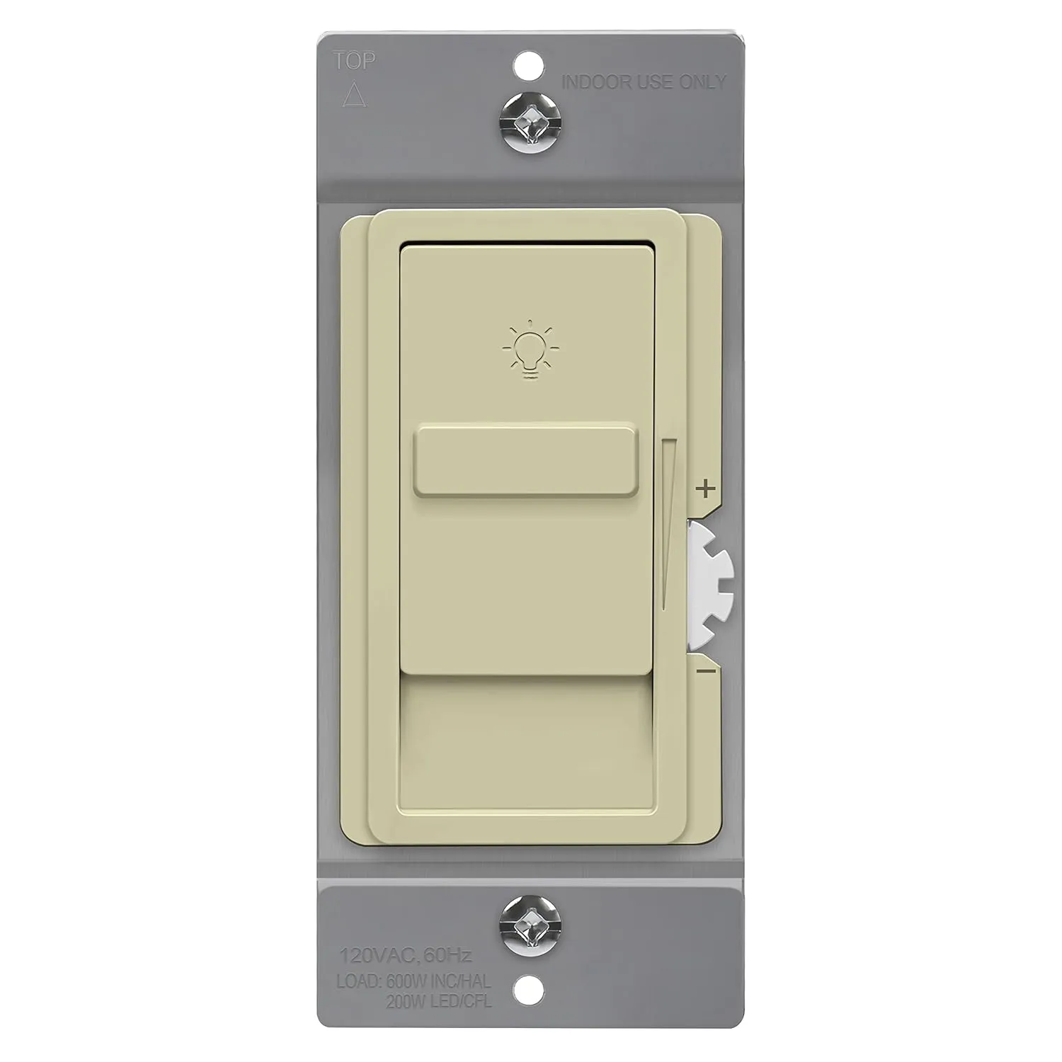 TOPGREENER Digital Dimmer Light Switch for 200W Dimmable LED/CFL Lights, Single Pole Led Slide Dimmer Switch, Neutral Wire Not Required, UL Listed, TGDS1-I, Ivory,1 Pack