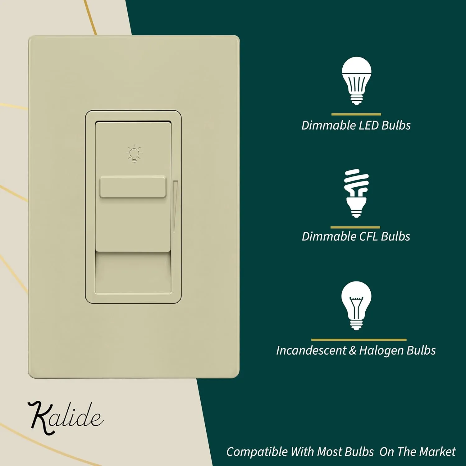 TOPGREENER Digital Dimmer Light Switch for 200W Dimmable LED/CFL Lights, Single Pole Led Slide Dimmer Switch, Neutral Wire Not Required, UL Listed, TGDS1-I, Ivory,1 Pack
