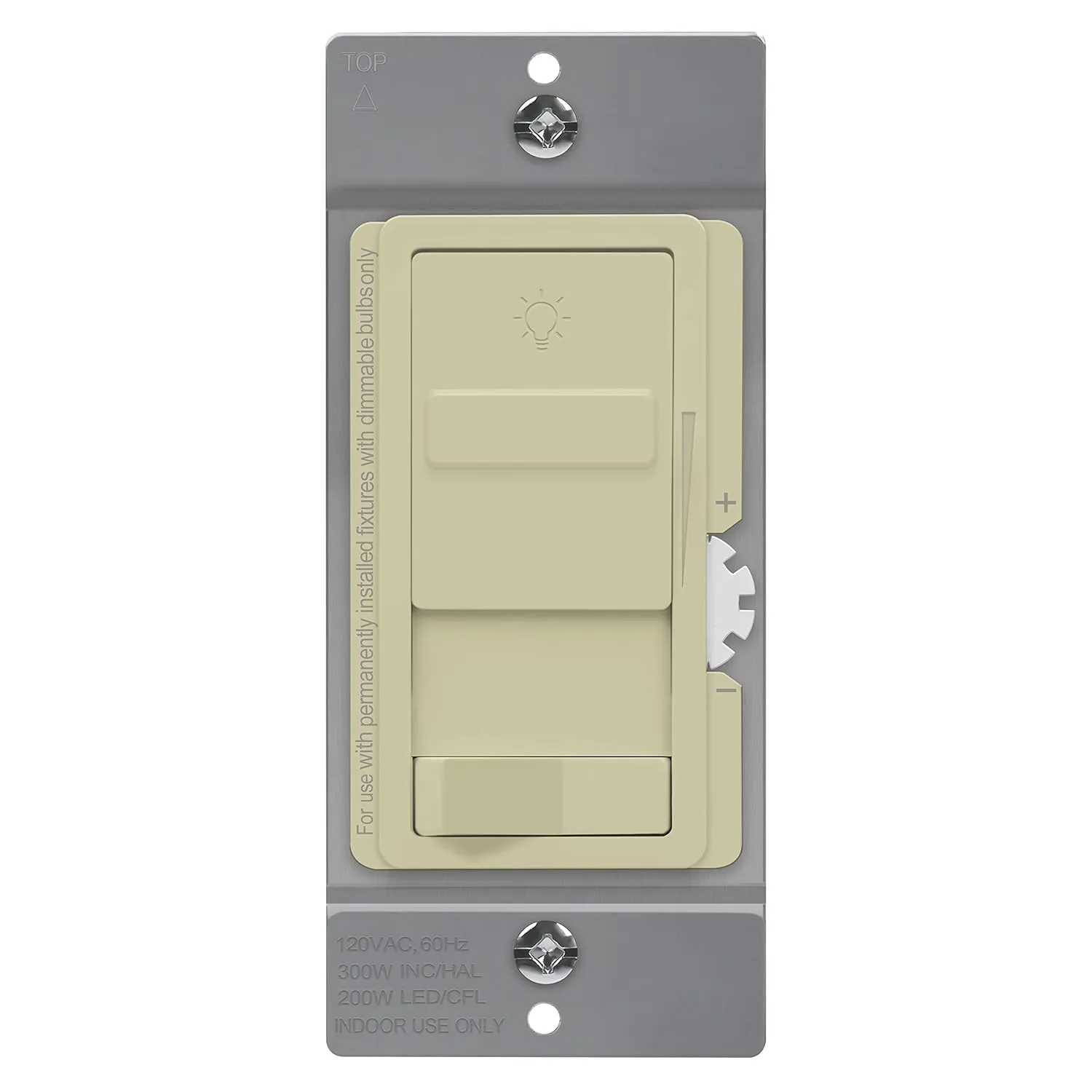 TOPGREENER Digital Dimmer Switch for 200W Dimmable LED/CFL Lights, Single Pole/3-Way LED Slide Dimmer, Neutral Wire Not Required, UL Listed, TGSDS3-I, Ivory, 1 Pack