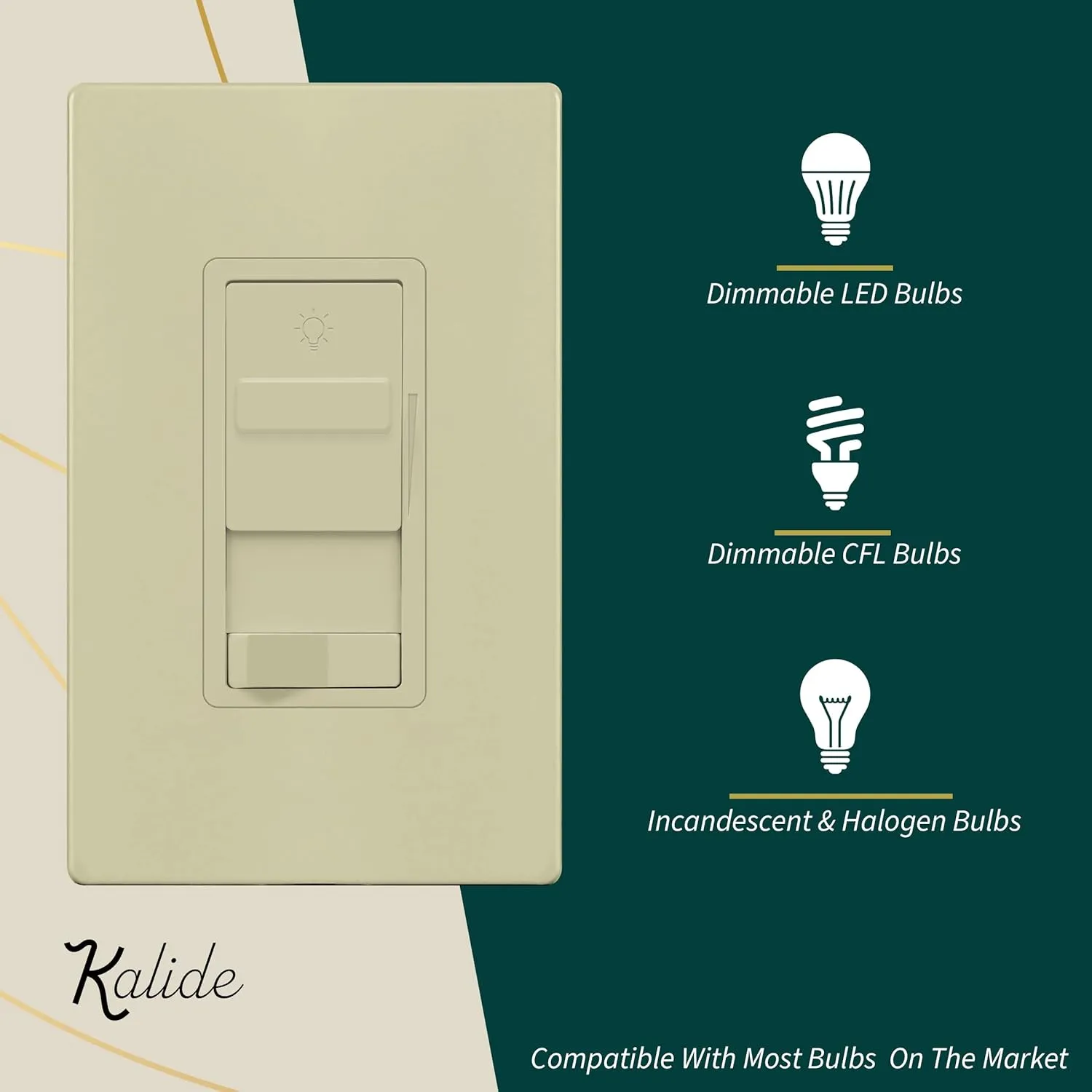 TOPGREENER Digital Dimmer Switch for 200W Dimmable LED/CFL Lights, Single Pole/3-Way LED Slide Dimmer, Neutral Wire Not Required, UL Listed, TGSDS3-I, Ivory, 1 Pack