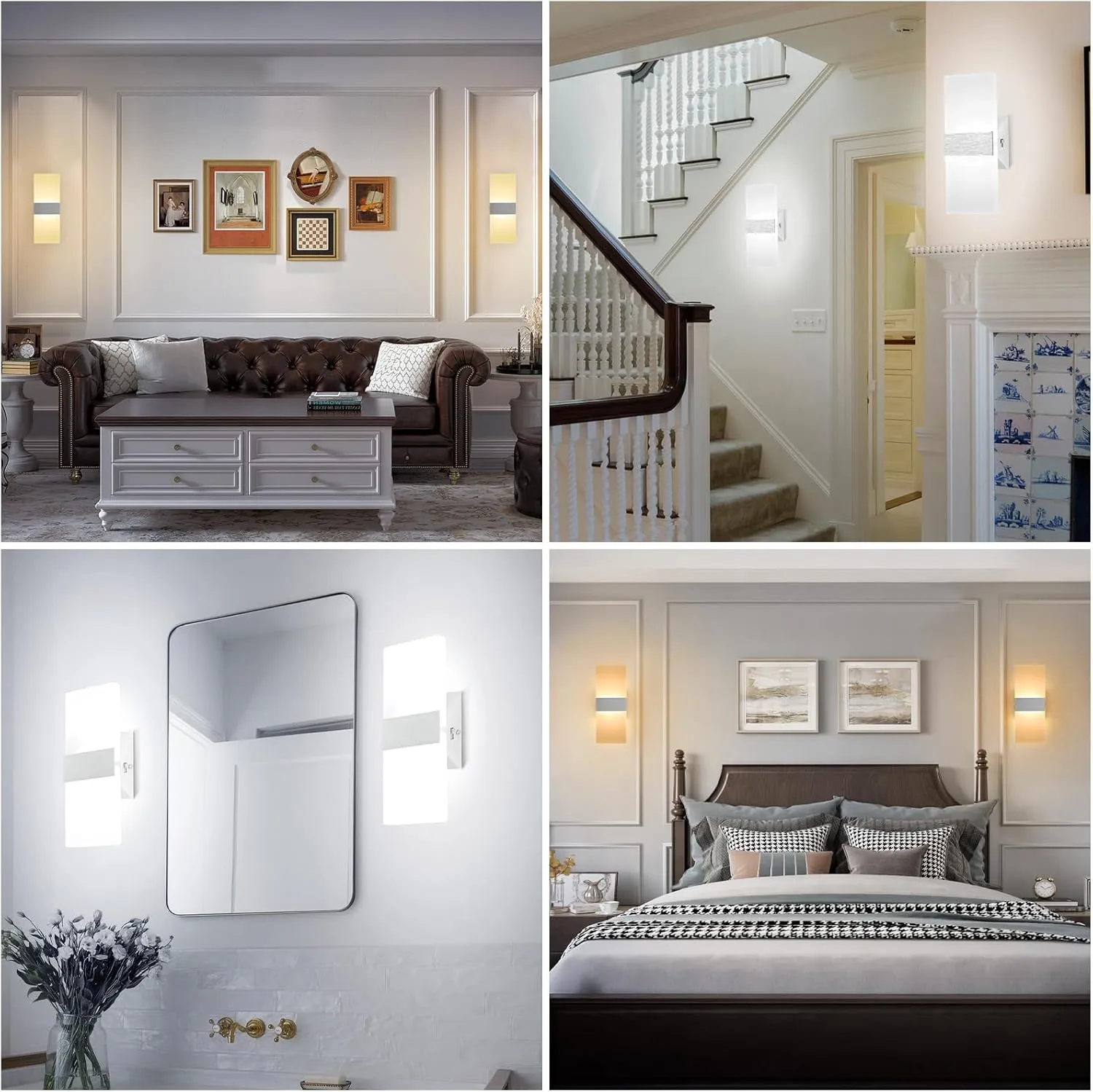 TRLIFE Dimmable LED Wall Sconces, 4 Color Temperature 12W Modern Wall Sconce Wall Mounted Light Set of 2 Dimmable Wall Lights for Bedroom Bedside Hallway Living Room Stairway(2 Pack, Silver)
