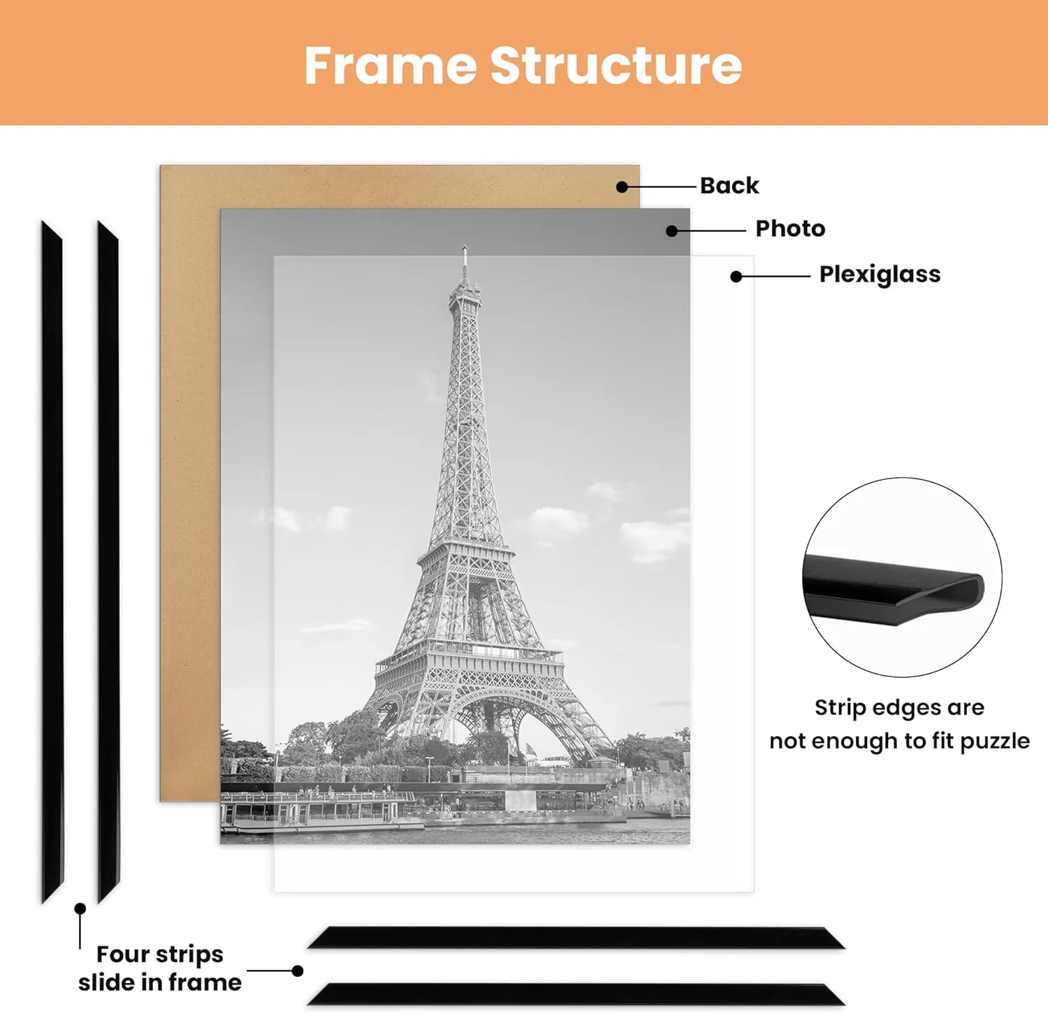 upsimples 18x24 Picture Frame Black 3 Pack, Scratch-Proof Poster Frames 18 x 24 for Photo Gallery - Slide-in Strips, Horizontal or Vertical Wall Mounting