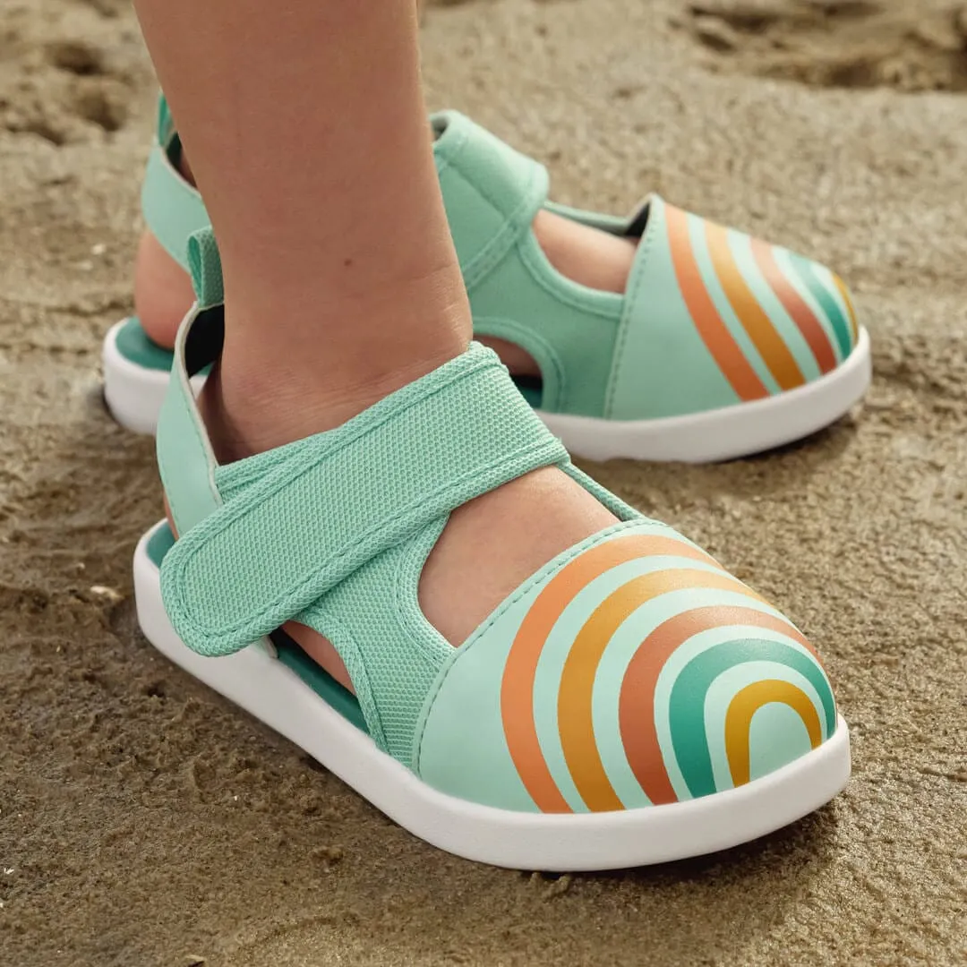 Vintage Rainbow Squeakerless Toddler Sandals | Teal
