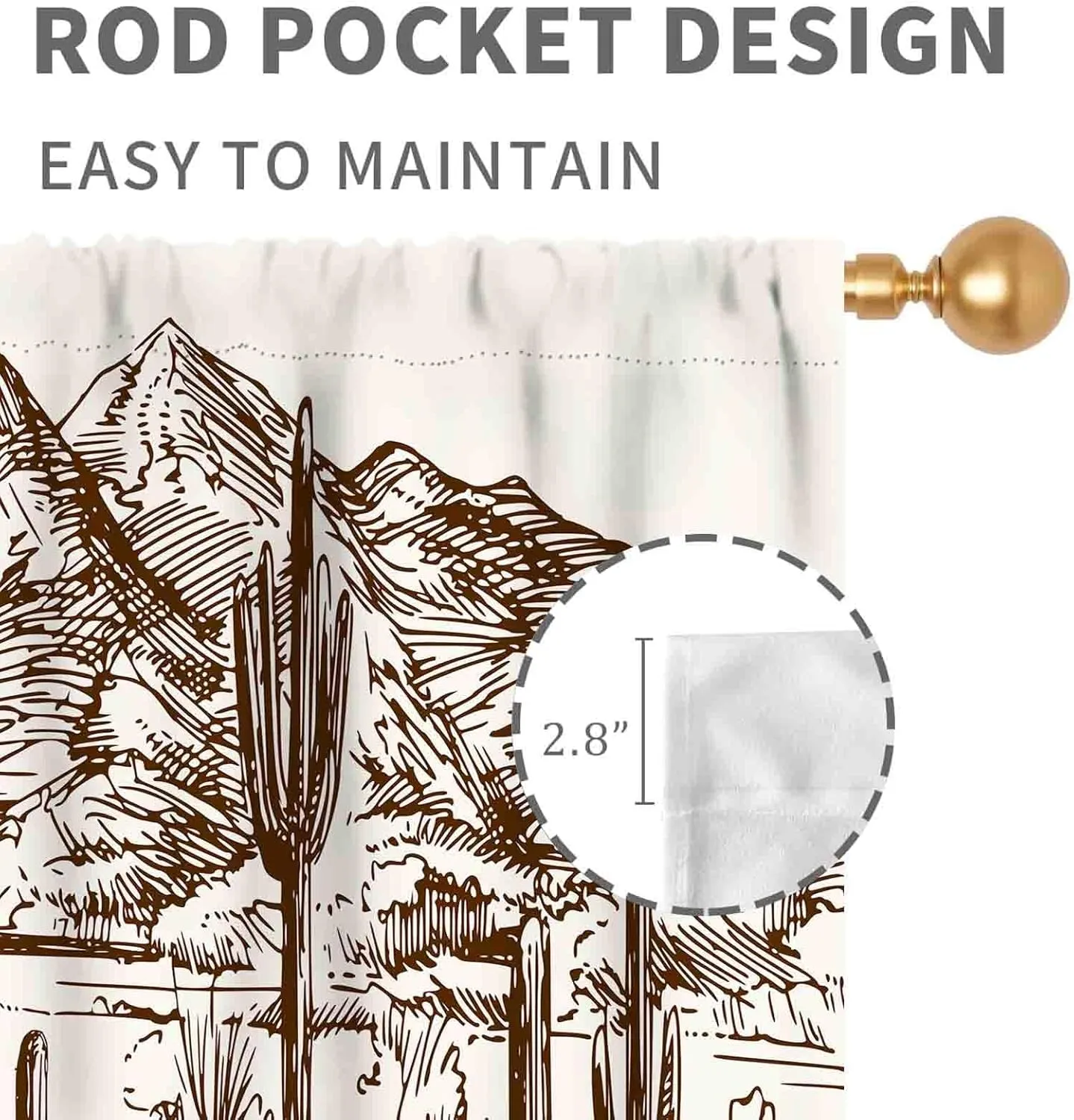 Western Curtains for Bedroom, Rustic Farmhouse Cowboys Riding Horse Wild West Desert Cactus Country Style Blackout Window Drapes Treatments for Living Room Kitchen Home Decor 2 Panels, 42"x45" Inch
