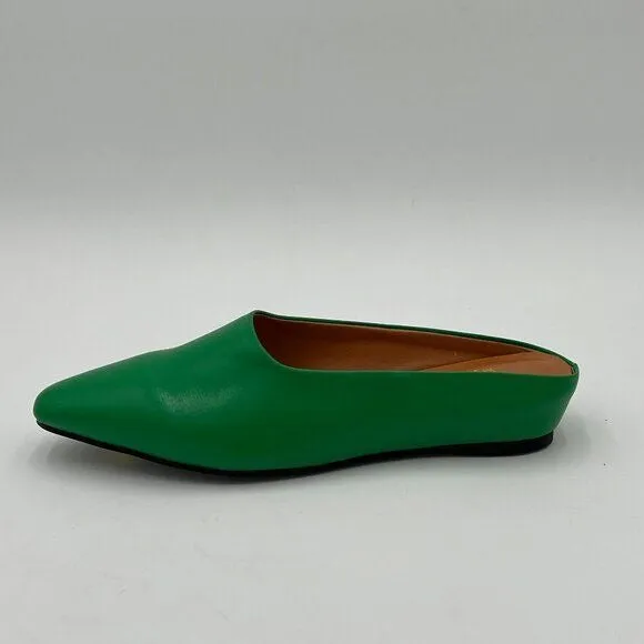 Wo wagas Light Green Mules Low Wedge Heel Slippers Square Toe Slip On Shoe Daily