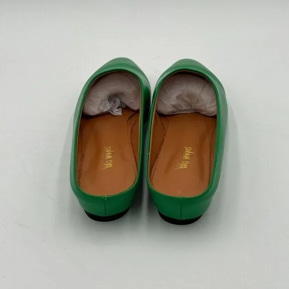 Wo wagas Light Green Mules Low Wedge Heel Slippers Square Toe Slip On Shoe Daily