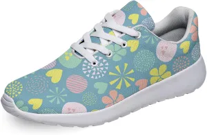 Women Men Cute Doodle Flowers Dots Hearts Shoes Personalited 3D Print Running Shoes Athletic Tennis Sneakers
