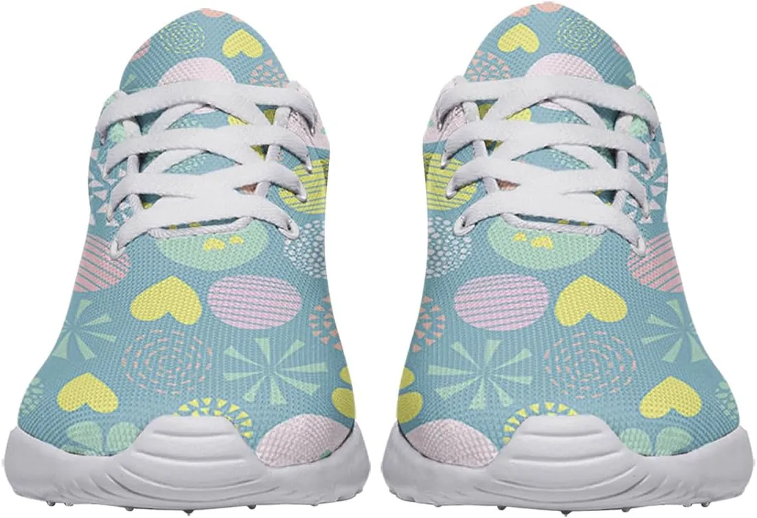 Women Men Cute Doodle Flowers Dots Hearts Shoes Personalited 3D Print Running Shoes Athletic Tennis Sneakers
