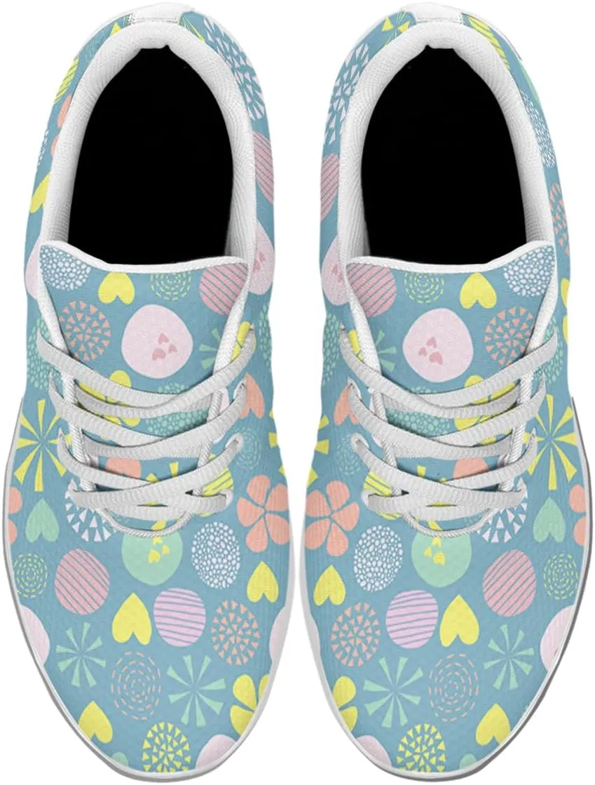 Women Men Cute Doodle Flowers Dots Hearts Shoes Personalited 3D Print Running Shoes Athletic Tennis Sneakers