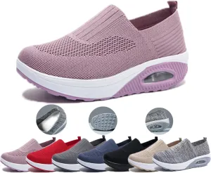 Women Orthopedic Sneakers Walking Shoes,Mesh Breathable Arch Support Slip-on Arch Support Reduces Foot Fatigue Light Air Cushion Orthopedic