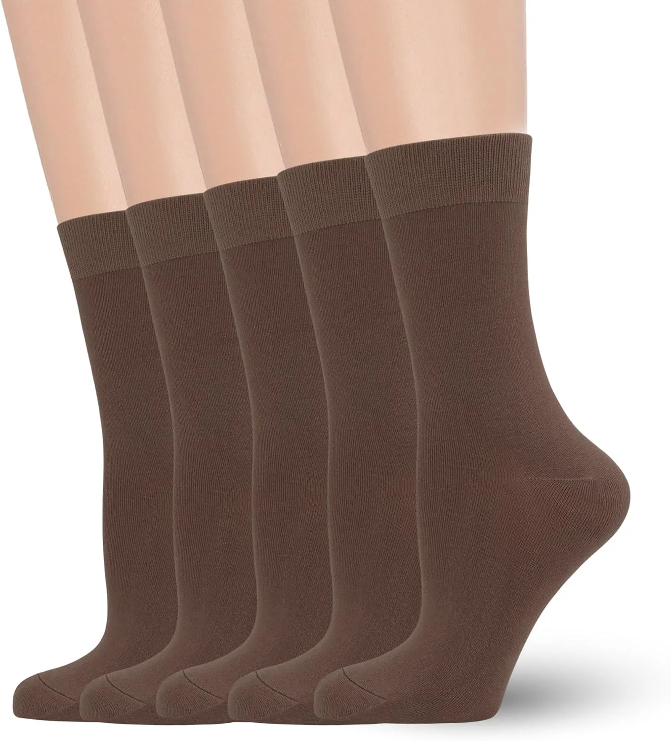 Women's Soft Thin Viscose Bamboo Crew Socks, Fit Stretchy Casual, Business, Dress Calf Sock 5 Pairs