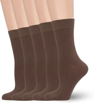 Women's Soft Thin Viscose Bamboo Crew Socks, Fit Stretchy Casual, Business, Dress Calf Sock 5 Pairs