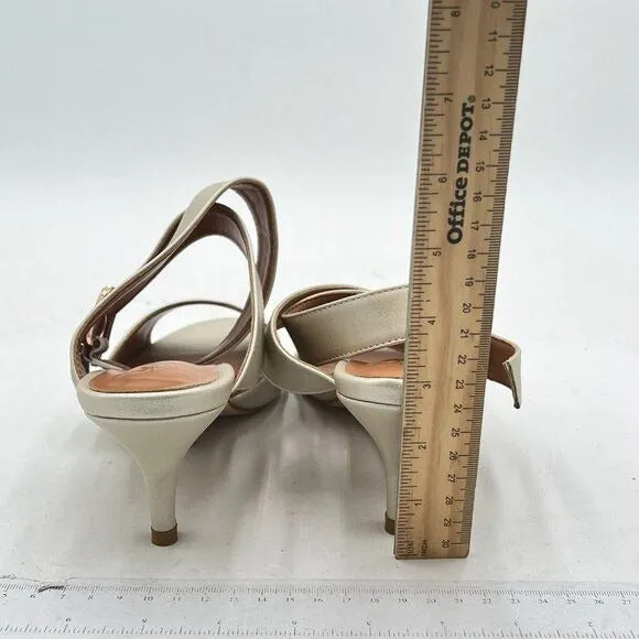 XYD Light-gold Kitten Heel Slingback Sandals Open Toe Buckled Cross Ankle Strap
