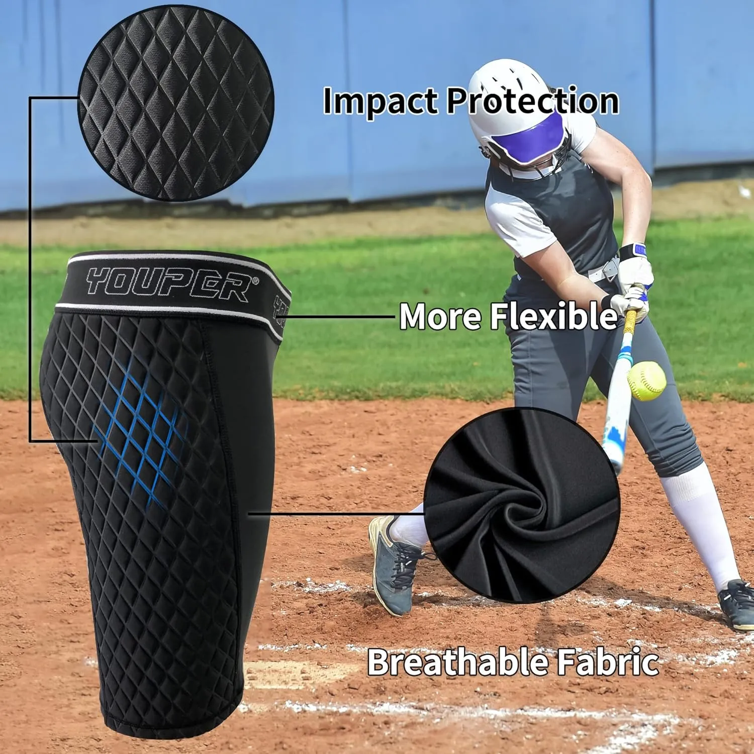 Youper Women's Classic Softball Sliding Shorts, Compression Padded Slider Shorts