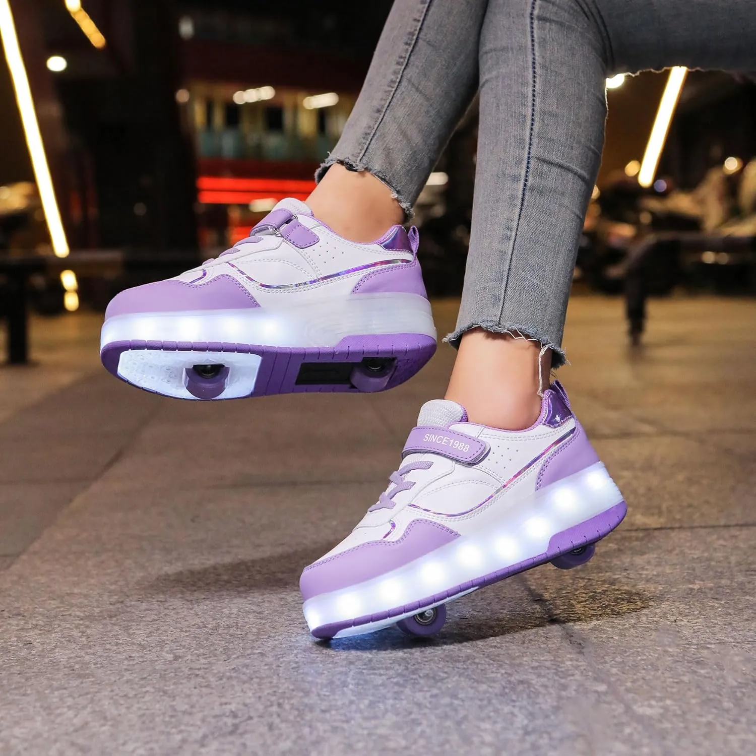 YUNICUS Kids LED Light up Shoes Wheel Shoes USB Charging Roller Skate Shoes Sneakers Girls Boys Kids Best Gift for Birthday Halloween Christmas